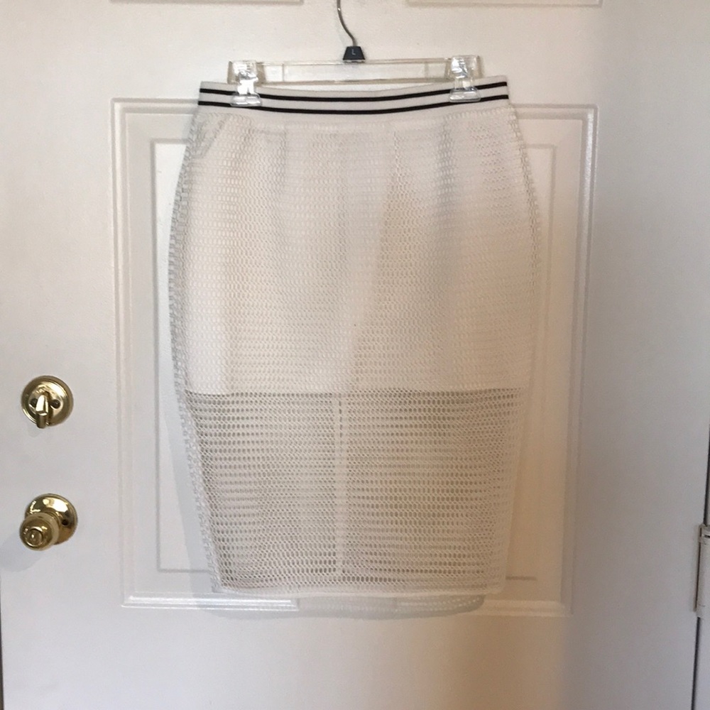NWOT White skirt with mesh overlay